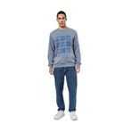 Koton Erkek Uzun Kollu Bisiklet Yaka Baskılı Sweatshirt, Mavi, 2XL