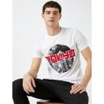 Koton Erkek Yazılı Baskılı T-Shirt Kısa Kollu Pamuklu - Beyaz