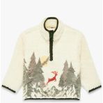 Koton Fermuar Detaylı Uzun Kollu Dik Yaka Polar Yılbaşı Sweatshirt - Ekru - 9 - 12 Ay