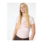 Koton Fiyonklu Baskılı Pembe Kadın T-Shirt 6SAL10047IK