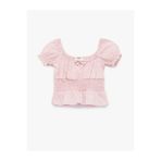 Koton Fiyonklu Pötikare Desenli Pembe Kız Çocuk Bluz 6SKG60103AW