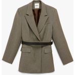 Koton Flanel Kumaş Cepli Uzun Kollu Kemerli Blazer Ceket - 38 - Kahve