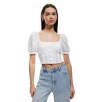 Koton Gipeli Poplin Balon Kol Dantel Detaylı Crop Bluz