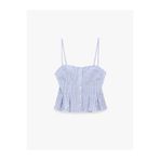 Koton Gofre Kumaş Düğmeli Askılı Çizgili Korse Görünümlü Crop Top