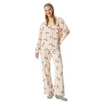Koton Gömlek Yaka Düğmeli Cepli Köpek Desenli Polar Pijama Üstü