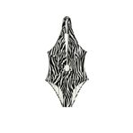 Koton Halter Yaka Mayo Zebra Desenli Derin V Yaka Pencere Detaylı