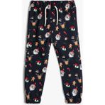Koton Jogger Eşofman Altı Yılbaşı Temalı Noel Baba Baskılı Pamuklu - 1 - 1,5 Yaş - Lacivert