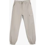 Koton Jogger Kargo Pantolon Beli Lastikli Erkek Çocuk Pamuklu Dokuma Ürün 3 Cep Detaylı - 4 - 5 Yaş - Gri - Regular