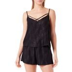 Koton Kadın Desenli Bağlama Detaylı Spagetti Strappy Pijama Üst Gömlek, Siyah(999), 36