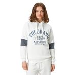 Koton Kadın Kapüşonlu Uzun Kollu Kolej Baskılı Sweatshirt, Ekru (010), XS