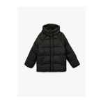 Koton Kadın Oversize Şişme Mont, Polar Astarlı, Uzun Kollu, Fermuarlı, Su İtici, Kapüşonlu, Siyah, 44 Beden