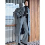 Koton Kadın Uzun Kaşe Kaban Polyester Karışımlı Kemerli Çift Cepli Günlük Kullanım İçin - Siyah - 44