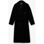 Koton Kadın Uzun Kollu Düğmeli Kruvaze Kemerli Kaşe Kaban Polyester Siyah Regular Fit - 42