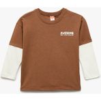 Koton Kahverengi Erkek Bebek Sweatshirt Kısa Kol Düz Desenli 9 - 12 Ay Günlük Giyim