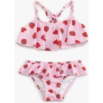 Koton Kalp ve Çilek Desenli Fırfırlı Bikini Seti - 5 - 6 Yaş - Pembe