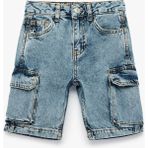 Koton Kapaklı Cep Detaylı Pamuklu Oversize Kargo Denim Şort - 11 - 12 Yaş - Lacivert