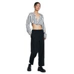 KOTON Kapşonlu Crop Bluz V Yaka