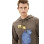 KOTON Kapşonlu Sweat Kedi Baskılı Sloganlı Uzun Kollu