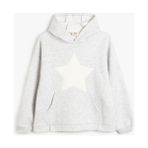 Koton Kapşonlu Sweatshirt Kız Çocuk Gri Uzun Kollu Orta Kalınlıkta Yıldız Baskılı Ekstra Özellikler - 7 - 8 Yaş