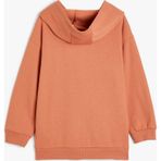 Koton Kapşonlu Sweatshirt Uzun Kollu Tropik Baskılı Şardonlu Kiremit