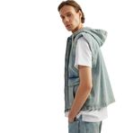 Koton Kapüşonlu Fermuarlı Kapaklı Cepli Oversize Pamuklu Kolsuz Denim Yelek