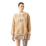 Koton Kapüşonlu Sweatshirt Kolej Baskılı Kanguru Cepli, Kadın, Bej, M