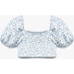 Koton Kare Yaka Balon Kollu Gipeli Çiçek Desenli Crop Bluz - Ekru - 3 - 4 Yaş