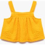 Koton Kare Yaka Dokulu Askılı Crop Bluz - Turuncu - 6 - 7 Yaş