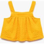 Koton Kare Yaka Dokulu Askılı Crop Bluz - Turuncu - 9 - 10 Yaş