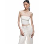 Koton Kat Detaylı Viskon Straplez Crop Bluz