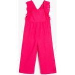Koton Keten Tulum Askılı Tam Boy Bol Paça Fırfır Detaylı - 2 - 3 Yaş - Pembe