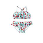 Koton Kirazlı Bikini Seti 2 Parça Fırfırlı Çapraz Askılı