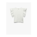 Koton Kısa Kollu Bisiklet Yaka Volanlı Crop Bluz