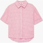 Koton Kısa Kollu Düğmeli Fistolu Brode Bluz - Pembe - 11 - 12 Yaş