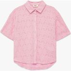 Koton Kısa Kollu Düğmeli Fistolu Brode Bluz - Pembe - 7 - 8 Yaş