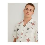Koton Kısa Kollu Gömlek Vintage Desenli Düğmeli Yaka Detaylı Regular Fit