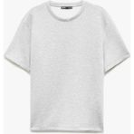 Koton Kısa Kollu Regular Fit Viskon Karışımlı Bisiklet Yaka Scuba Kumaş Basic Tişört - XL - Gri