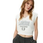 KOTON Kısa Kollu Sweatshirt V Yaka Baskılı