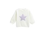 Koton Kız Bebek Kapitone Sweatshirt Yumuşak Dokulu Peluş Yıldız Aplike Detaylı Bisiklet Yaka Ekru 128