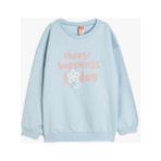 Koton Kız Bebek Pamuklu Uzun Kollu Slogan Baskılı Sweatshirt - Mavi - 4 - 5 Yaş