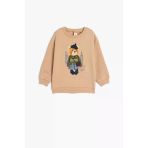 Koton Kız Bebek Sweatshirt Ayıcık Baskılı Uzun Kollu Bisiklet Yaka Pamuklu Şardonlu
