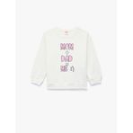 Koton Kız Bebek Sweatshirt, Bisiklet Yaka, Çiçek Desenli, Ekru, 3-4 Yaş