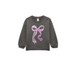 Koton Kız Bebek Sweatshirt, Bisiklet Yaka, Fiyonk Baskılı, Antrasit, 4-5 Yaş