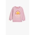 Koton Kız Bebek Sweatshirt Uzun Kollu Bisiklet Yaka Baskı Detaylı Şardonlu Pamuklu