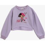 Koton Kız Çocuk Baskılı Pamuklu Uzun Kollu Sweatshirt Grafik Desenli Mor Renk - Lila - 11 - 12 Yaş