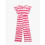 KOTON Kız Çocuk Bisiklet Yaka Kısa Kollu Baskılı Midi Tulum, Pembe Desenli (2D5), 6/7 Yaş