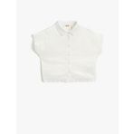 Koton Kız Çocuk Crop Oversize Gömlek Kısa Kollu Dantelli Beyaz, 4/5 Yaş