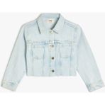Koton Kız Çocuk Düğme Detaylı Pamuklu Crop Denim Ceket Slim Fit Günlük Kullanım için - Mavi - 7 - 8 Yaş
