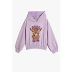 Koton Kız Çocuk Kapşonlu Sweatshirt Ayıcık Baskılı Beli ve Manşetleri Lastikli Uzun Kollu