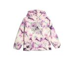Koton Kız Çocuk Kapşonlu Sweatshirt Batik Desenli Simli Baskı Detaylı Uzun Kollu, Pembe Desenli, 6/7 Yaş